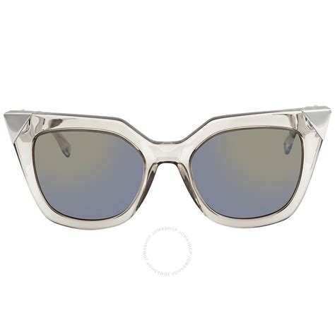 Fendi Khaki Mirror Blue Cat Eye Ladies Sunglasses FF 0060/S 